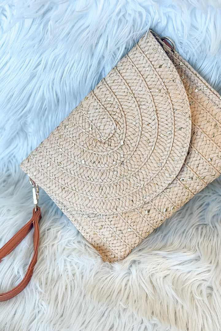 Straw Metallic Clutch, Accessories, Bags, Purse, Beach Bag, gift Ideas, Adeline Boutique, Dallas Boutique