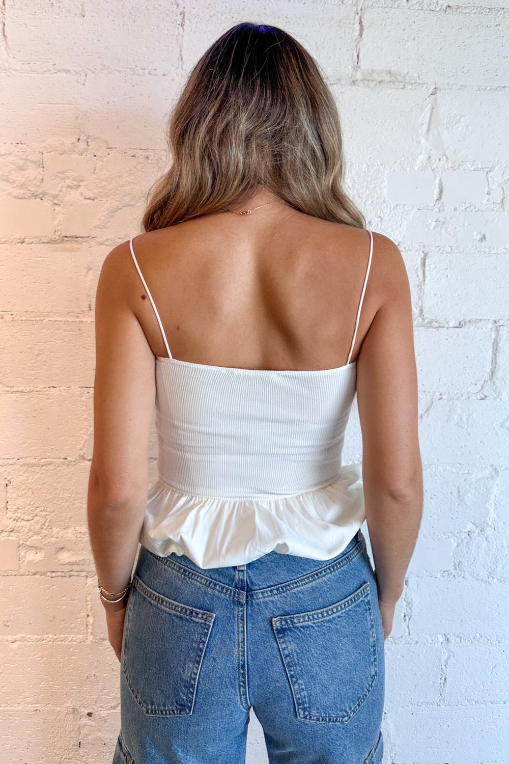 bubble hem tank, white tank top, black tank top, casual fashion, women's clothing, outfit ideas