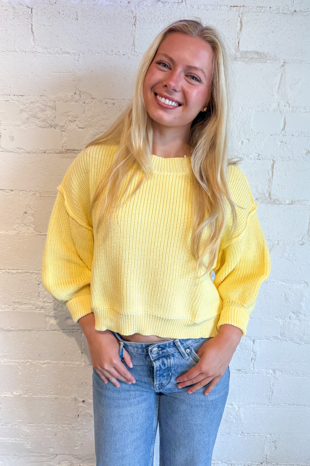 Butter Yellow Pullover Sweater, Sweater, Cropped Sweater, Fall and Winter Styles, Adeline Boutique, Dallas Boutiques, Tops