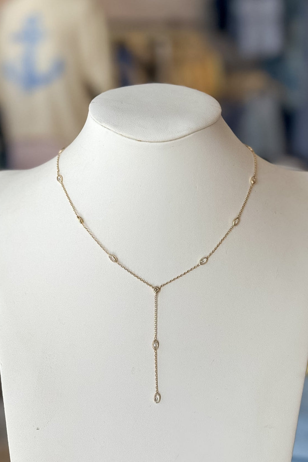 CZ and Gold Drop Necklace, Necklace, Adeline Boutique, Dallas Boutique, Jewelry, Accessories, Boutique Jewelry