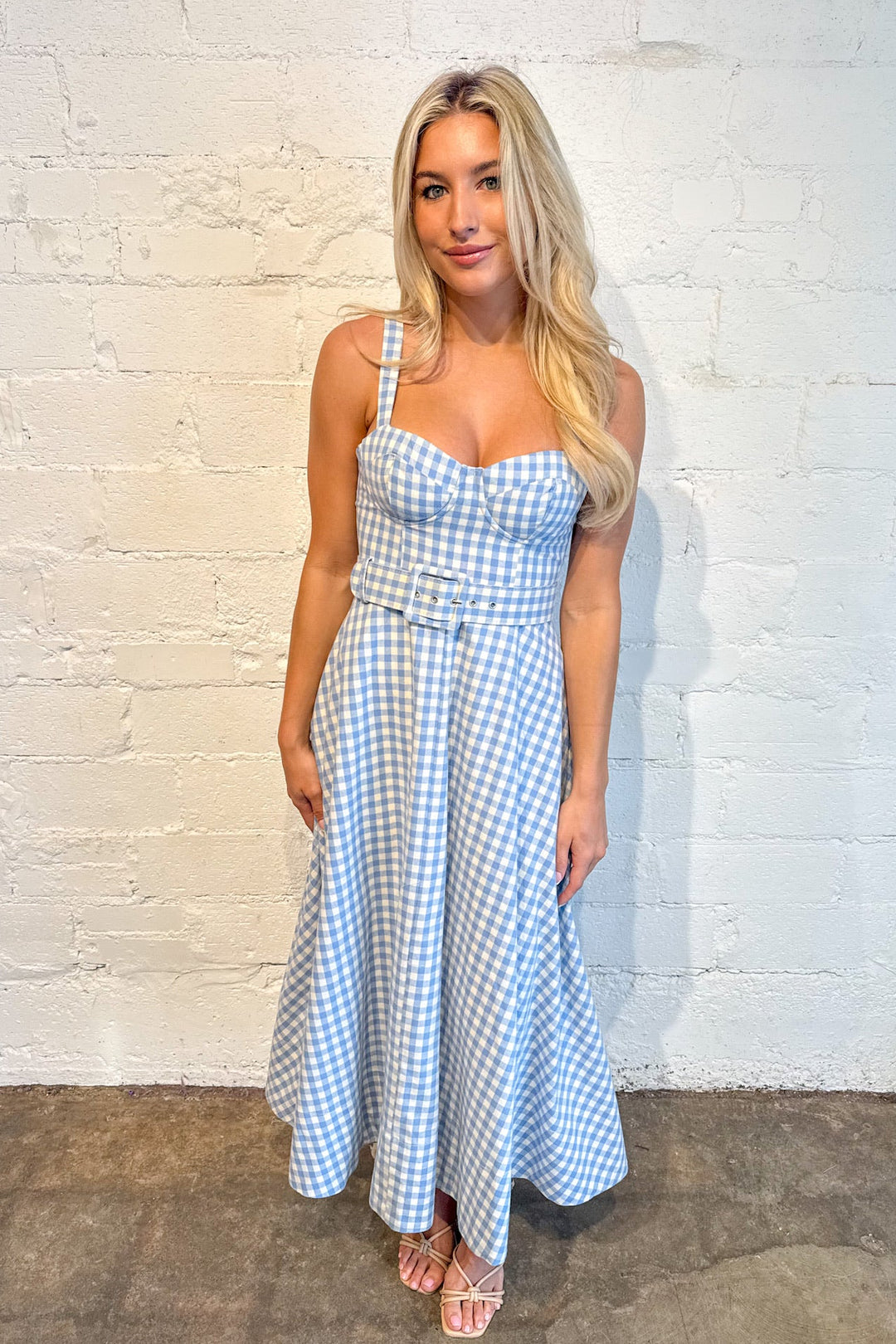 checkerboard maxi dress African Print Ankara Blue Checkerboard Multicolor Sleeveless BustierBelted Cotton Maxi Dress