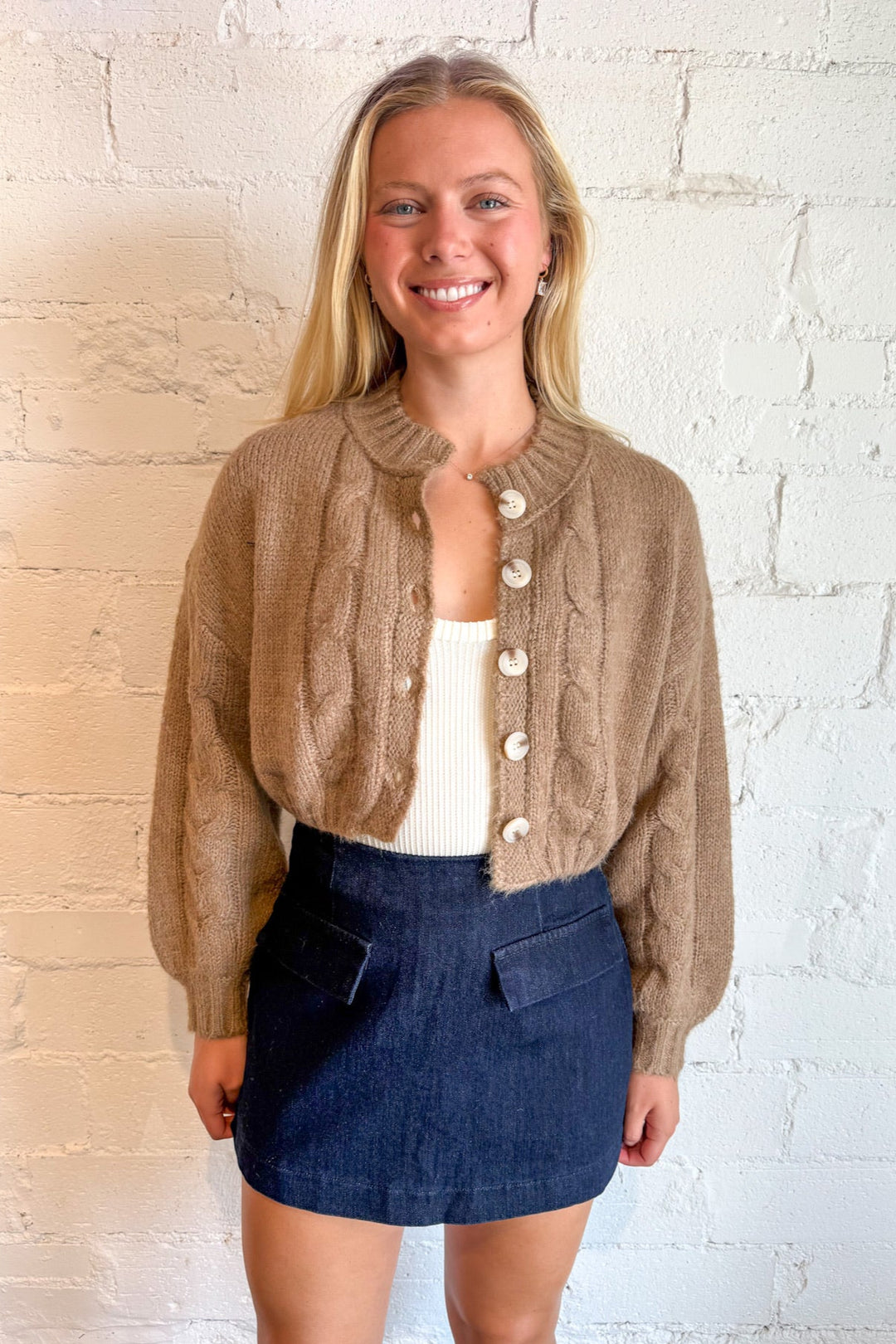 Caramel Cloud Sweater, Sweaters, Cropped Sweater, Cardigan, Fall Outfits, Adeline Boutique, Dallas Boutique, Knit Sweater