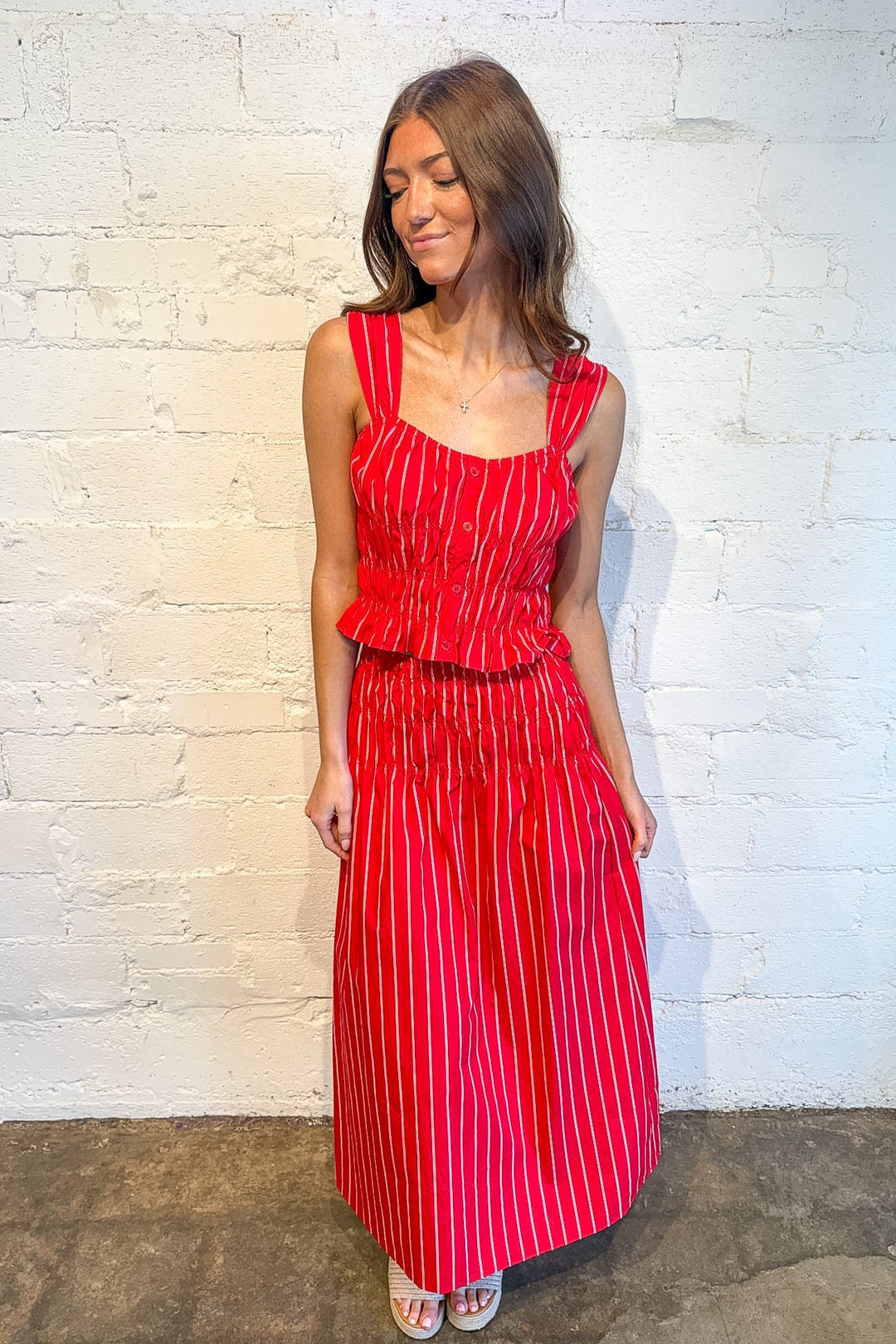 Celeste Striped Midi Skirt, Midi Skirt, striped Midi Skirt, Sets, Matching Sets, Adeline Boutique, Dallas Boutique, Boutique Sets, Vacation Styles