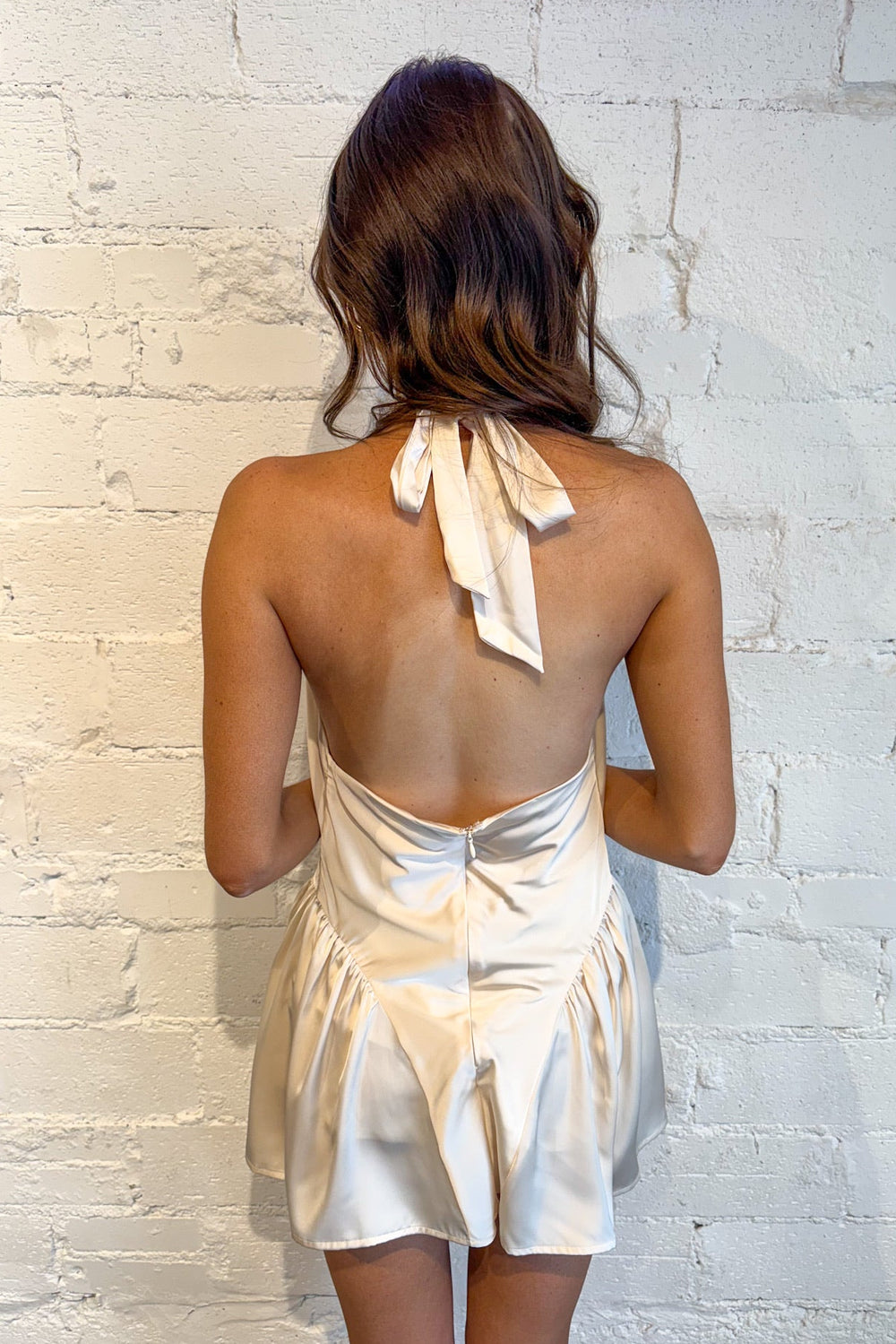 Champagne Pearl Dress, Satin Mini Dress, Mini Dress, Women's Dresses, Formal Dress, NYE Dress, Adeline Boutique, Dallas Boutique, Boutique Dresses