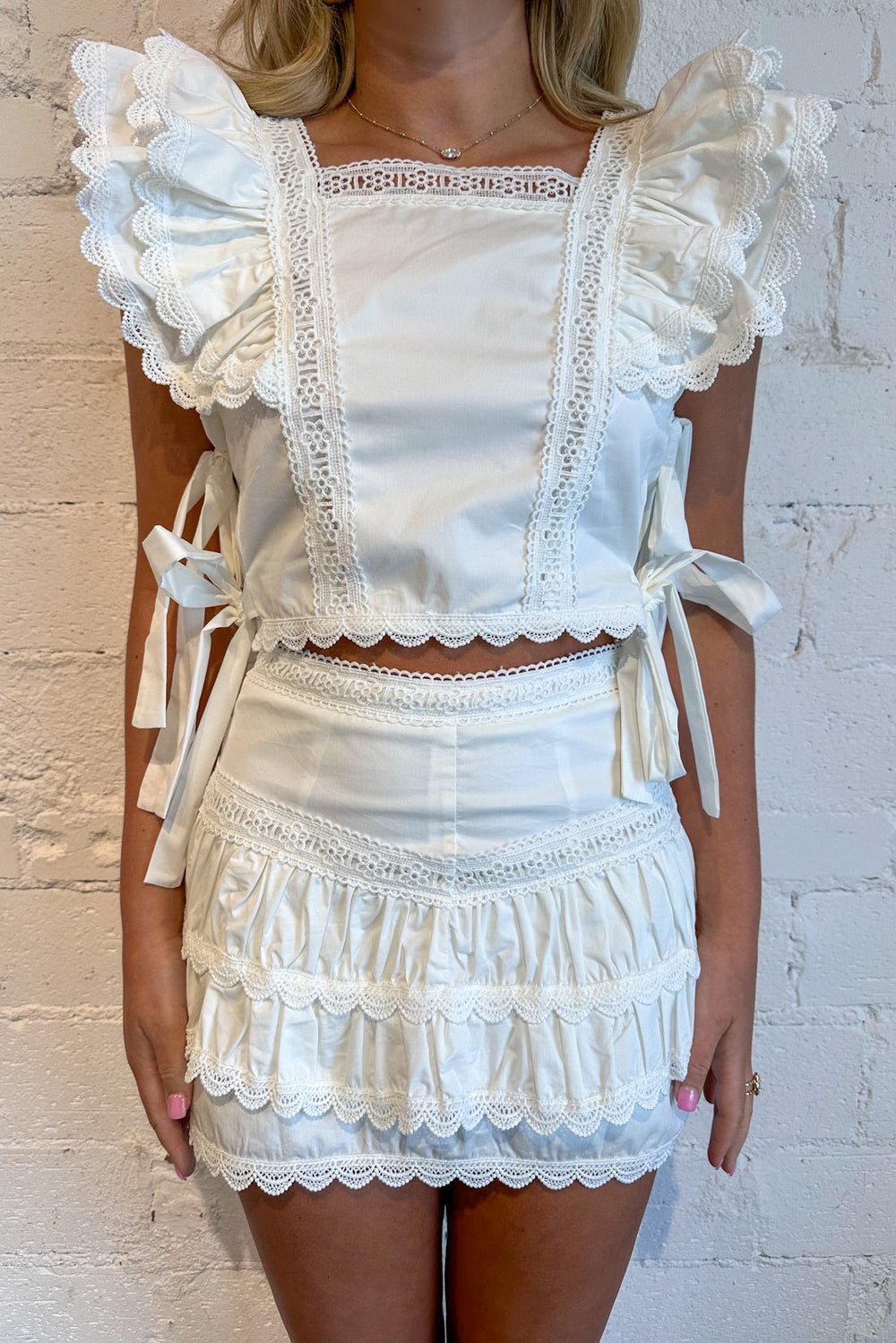 Charmed Lace Skort, Matching Set, Two Piece Set, Summer Set, Mini Skirt, White Skirt, Adeline Boutique, Dallas Boutique, Summer Styles