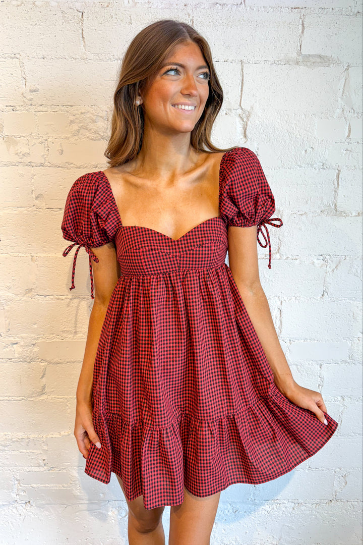 Check It Out Dress, Babydoll Dress, Dresses, Checkered Dress, Plaid Babydoll Dress, Adeline Boutique, Dallas Boutique, Boutiques