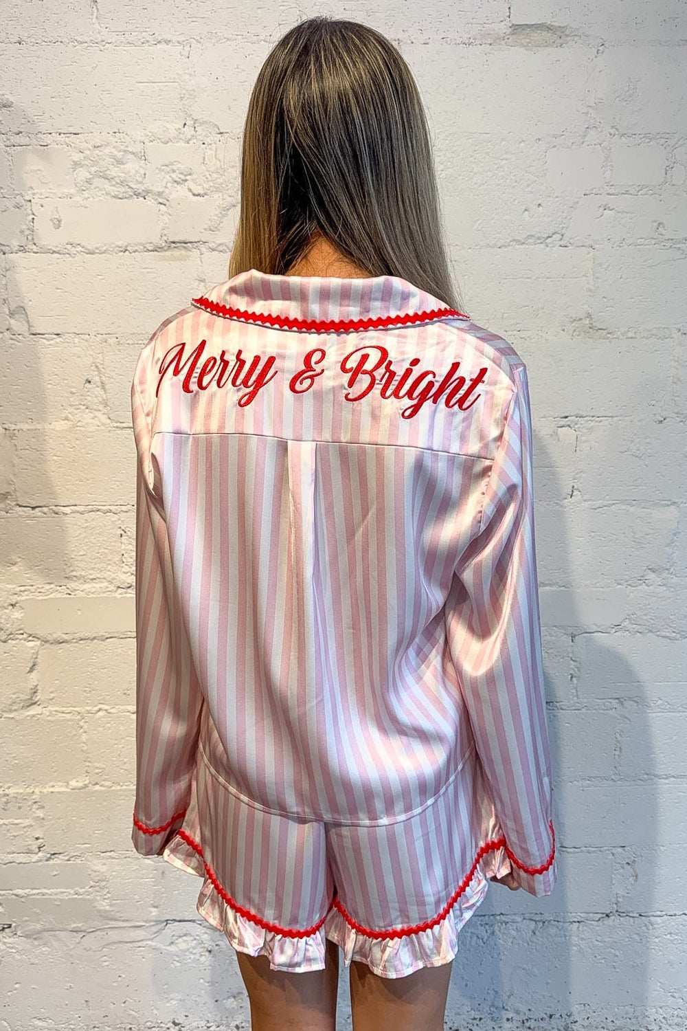 Pin & White Striped Pajamas, Christmas Pajamas, Striped Pajamas