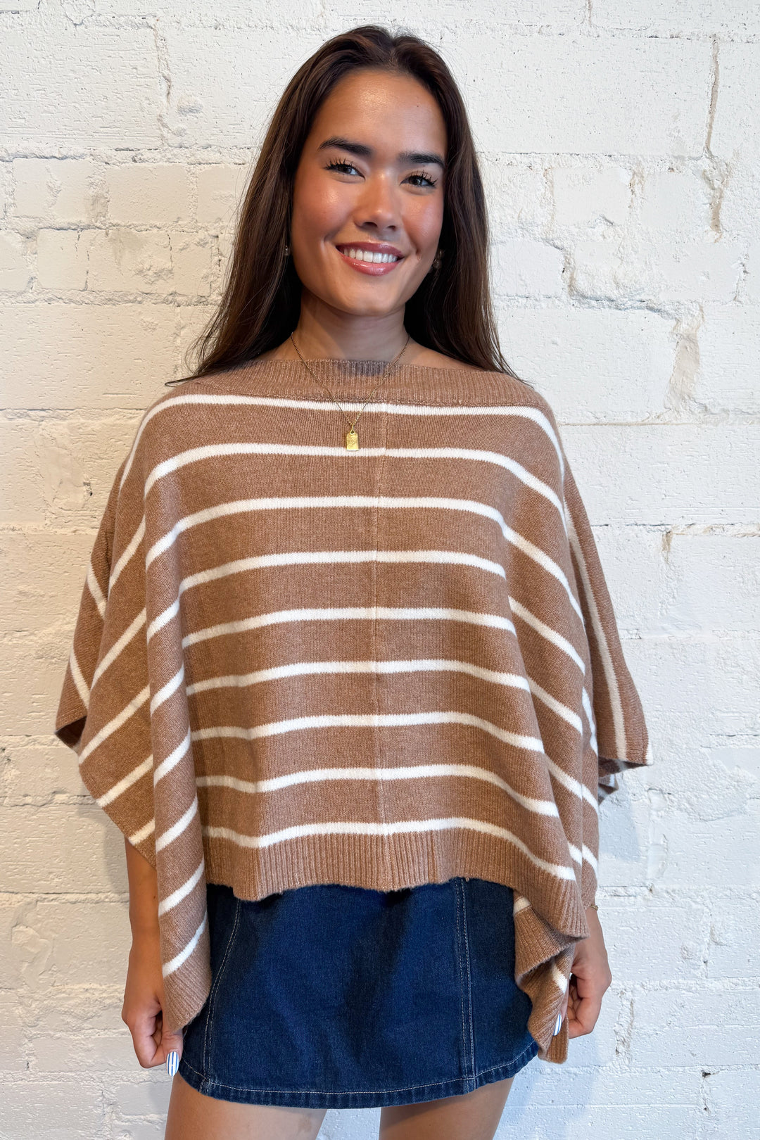 Chestnut Knit Poncho Sweater, adeline boutique, dallas boutique, boutique