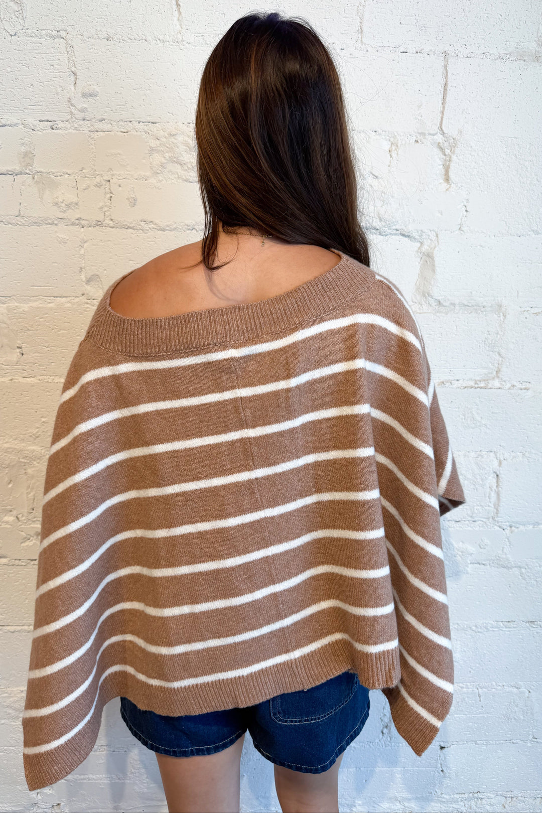 Chestnut Knit Poncho Sweater Back, adeline boutique, dallas boutique, boutique