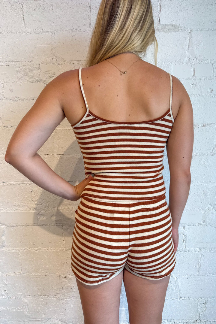 Choco Stripe Shorts, Striped Shorts, Cotton Shorts, Set, Matching Set, Two Piece Set, Lounge Set