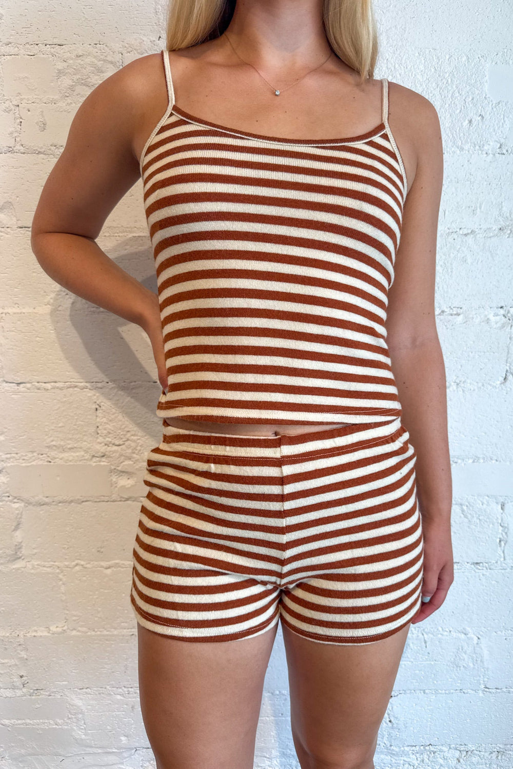Choco Stripe Shorts, Striped Shorts, Cotton Shorts, Set, Matching Set, Two Piece Set, Lounge Set