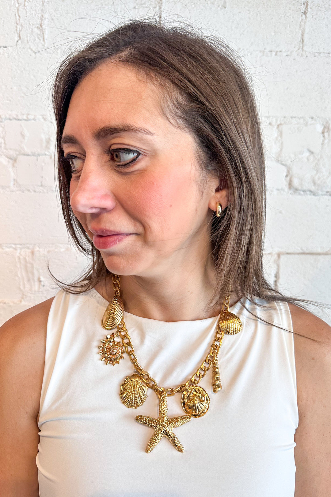 Chunky Sealife Necklace, Charm Necklace, Vacation, Adeline Boutique, Dallas Boutique, Accessories, Jewelry 
