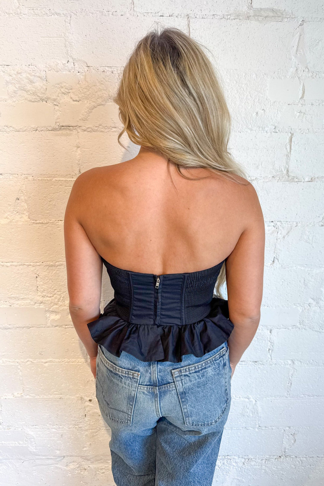 Cinnamon Sky Top, Strapless Top, tops, Adeline Boutique, Dallas Boutique, Game Day Styles, Tops