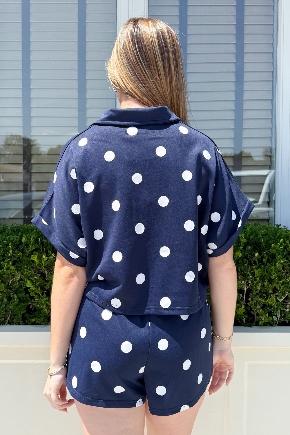Clubhouse Polka Dot Top Back, adeline boutique, dallas boutique, boutique