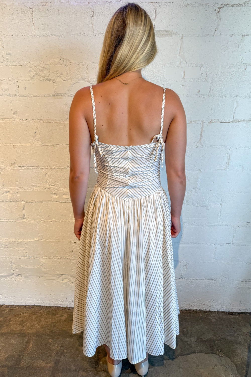 Cocoa Stripe Fit & Flare Maxi, Mai Dress, Adeline Boutique, Dallas Boutique, Boutique Dresses