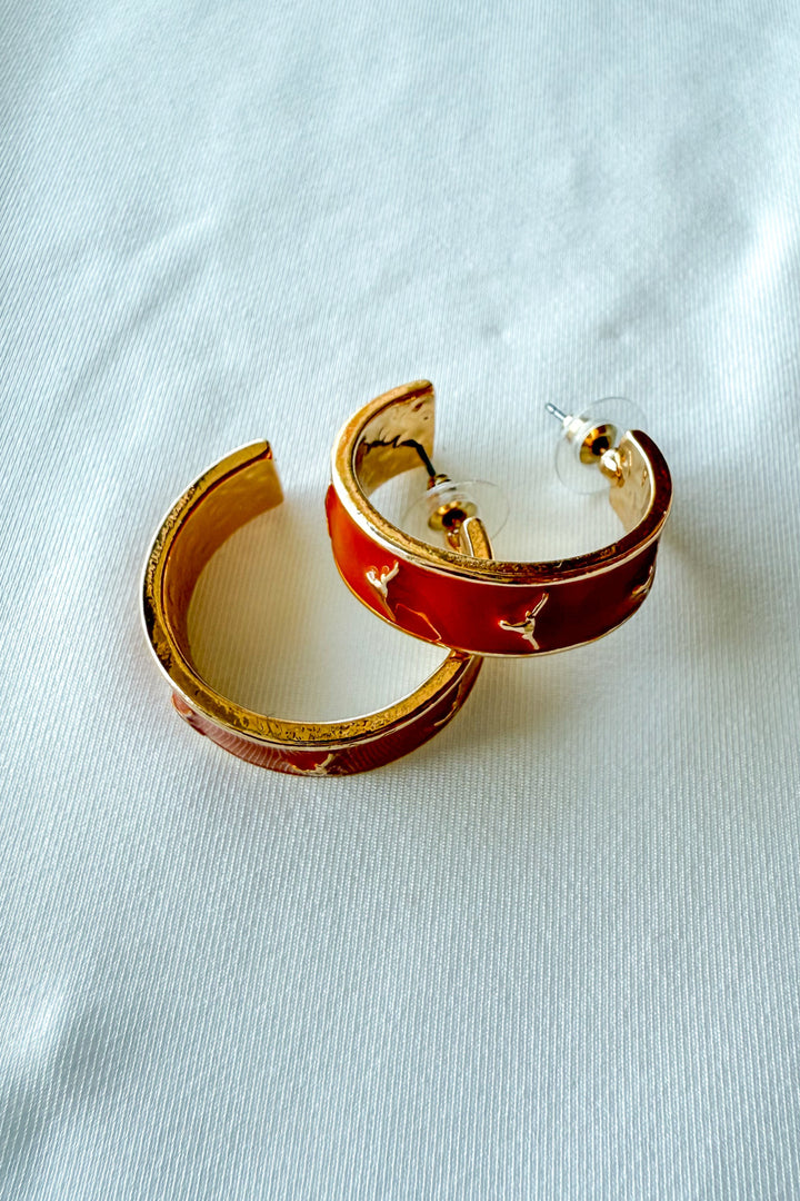 College Hoop Earrings, Earrings, Game Day Accessories, Adeline Boutique, Dallas Boutique, Jewelry, Boutique Jewelry, Game Day Styles, University of Texas, Texas A&M, UT Longhorns, Aggies