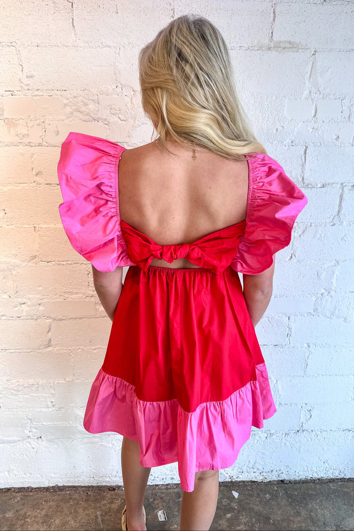 Color Contrast Ruffle Dress, Ruffle Dress, Adeline Boutique, Valentines Dress, Dresses and Rompers