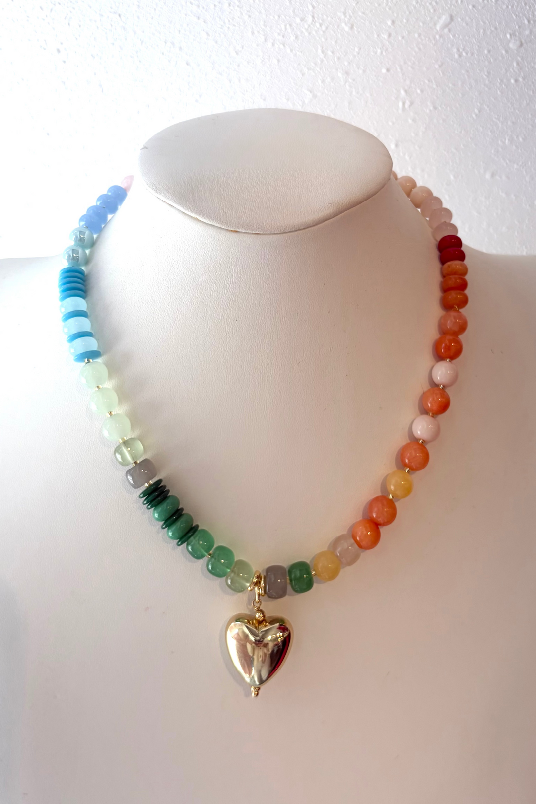 Colorful Stone Bubble Heart Necklace, adeline boutique, dallas boutique, boutique