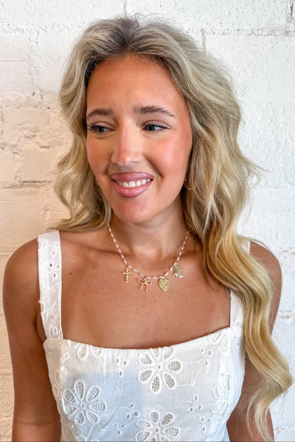 Cowgirl & Pearl Charm Necklace, Pearl Necklace, Necklace, Adeline Boutique, Boutique, Dallas Boutique