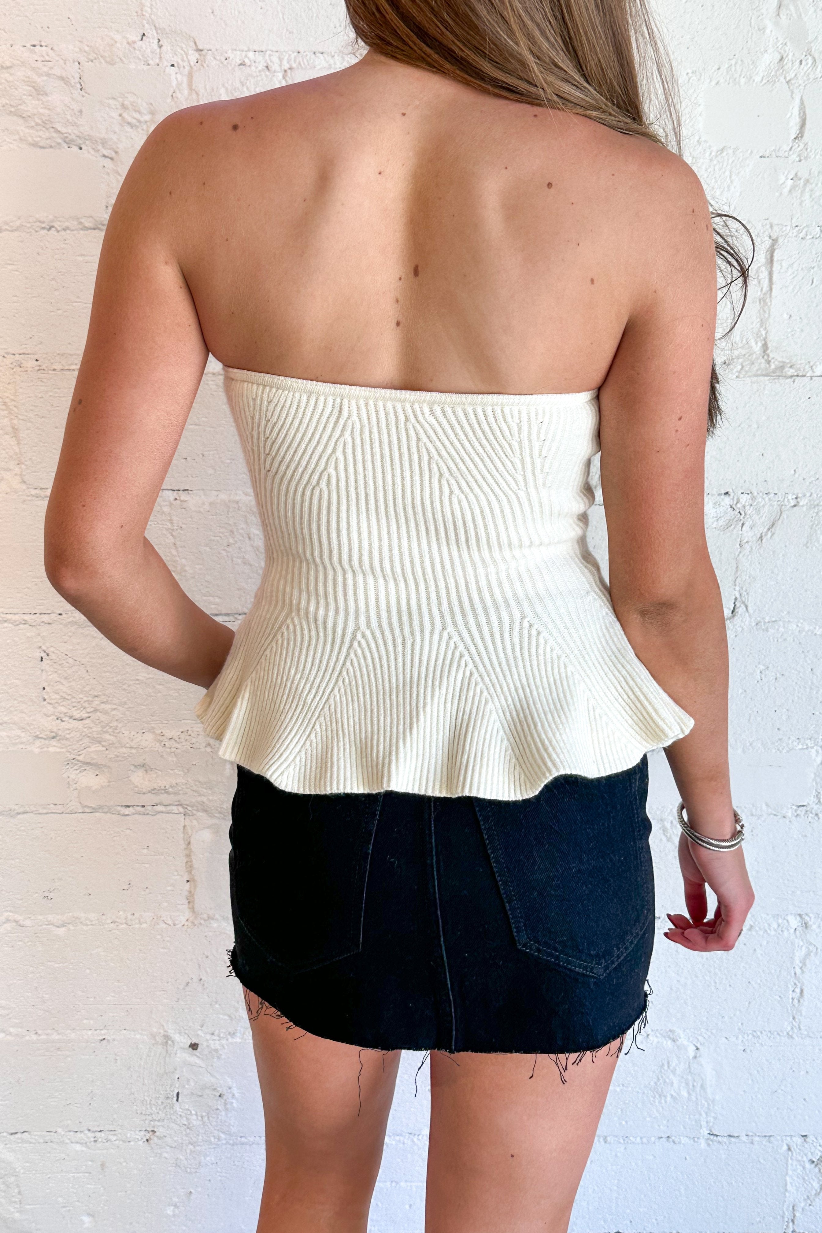 Sassy Peplum Sweater Tube Top – Adeline