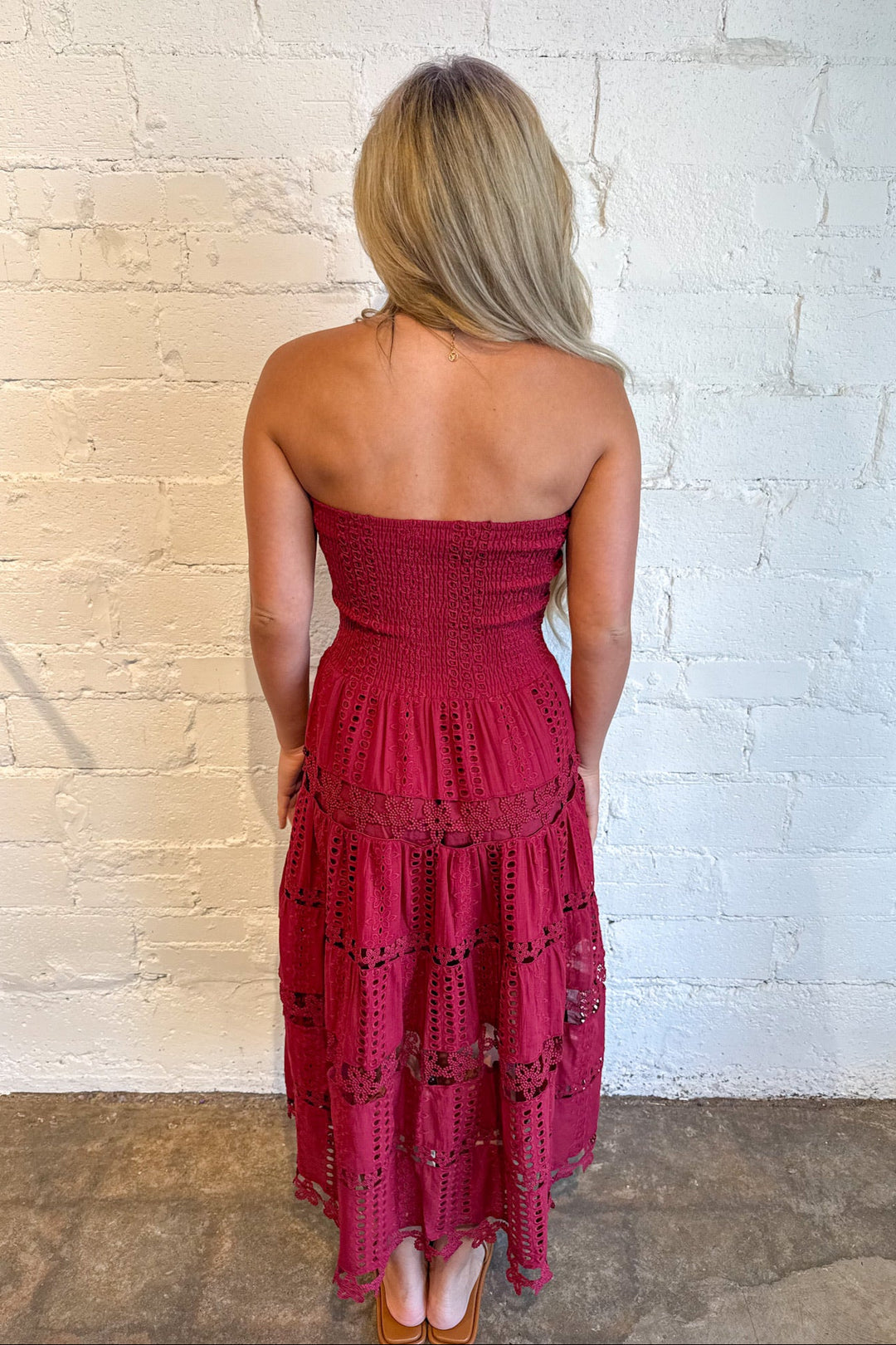 Evelyn Eyelet Maxi Dress, Strapless Maxi Dress, Maxi Dress, Adeline Boutique, Dallas Boutique, Dresses, Game Day Outfit