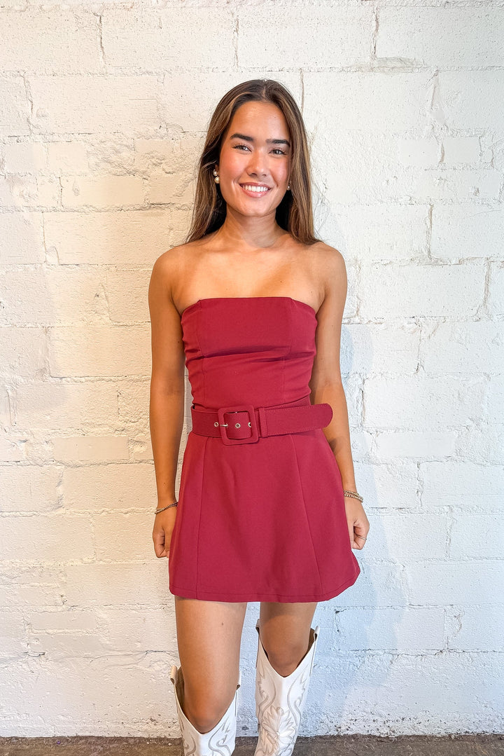 mini dress,crimson dress, game day dress, day dress, college game day inspo