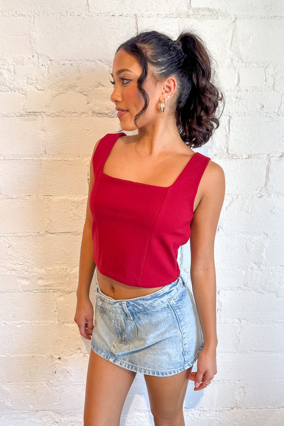 Isabella Square Neck Top, Crop Tops, Game Day Tops, Adeline Boutique, Dallas Boutique, Going Out Tops, Boutique Clothing 