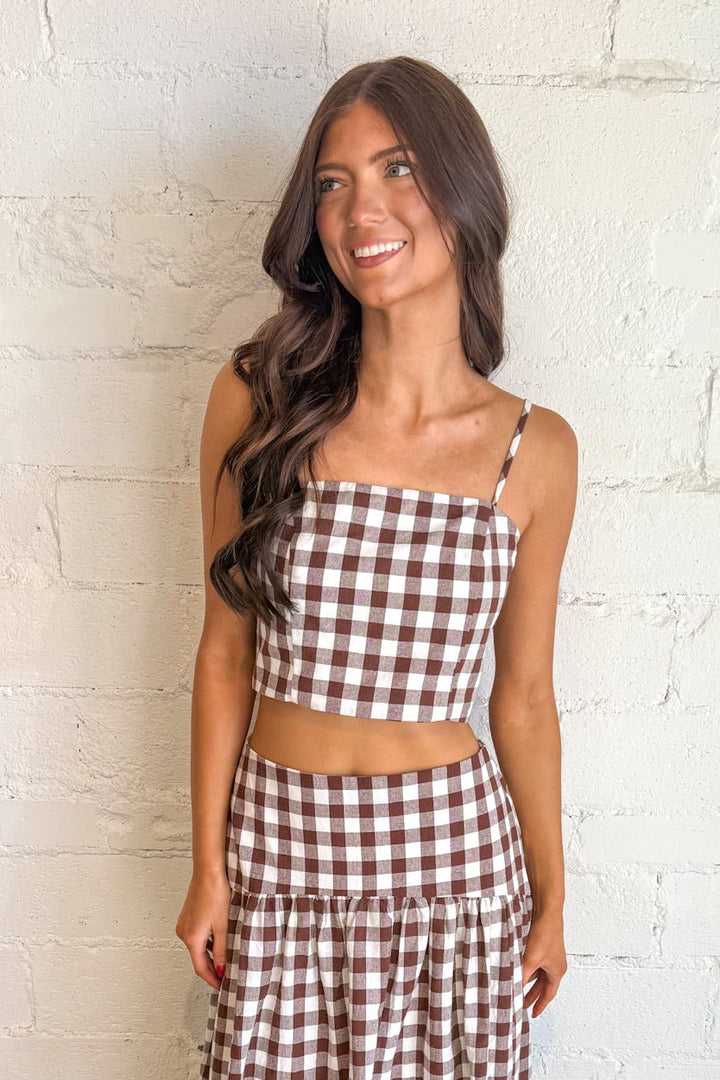 Crisp Gingham Crop Top, Gingham Top, Tops, Matching Set, Sets, Adeline Boutique, Dallas Boutique, Fall Styles