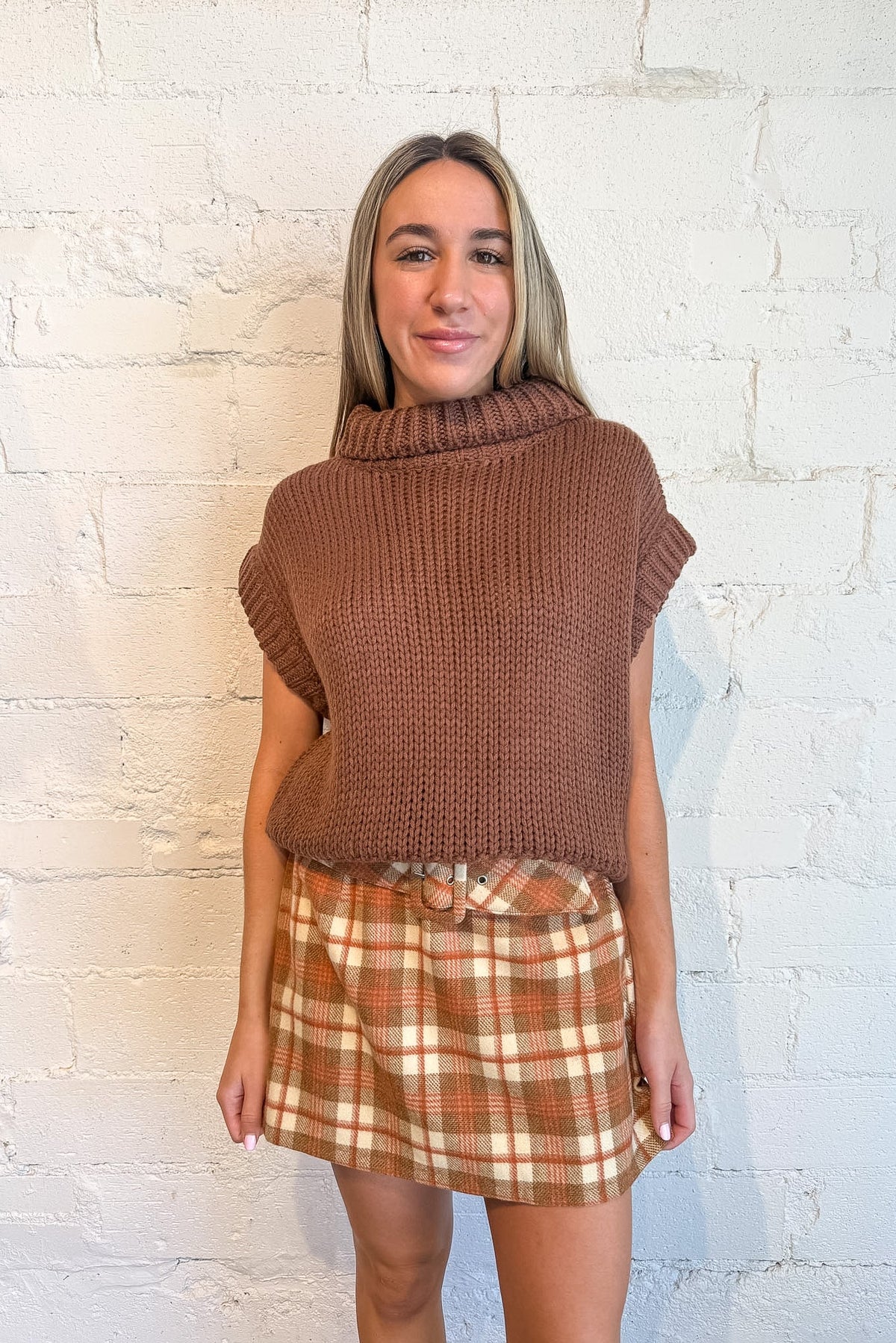 brown sweater, brown cropped sweater, fall sweater