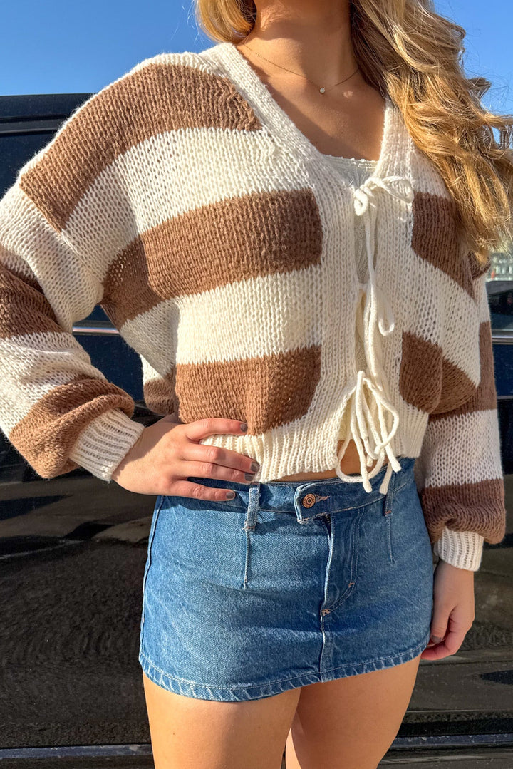Cropped Striped Cardi, Cropped Sweater, Cardigan, Knit Sweater, Tops, Adeline Boutique, Dallas Boutique, Women's Clothing Boutique