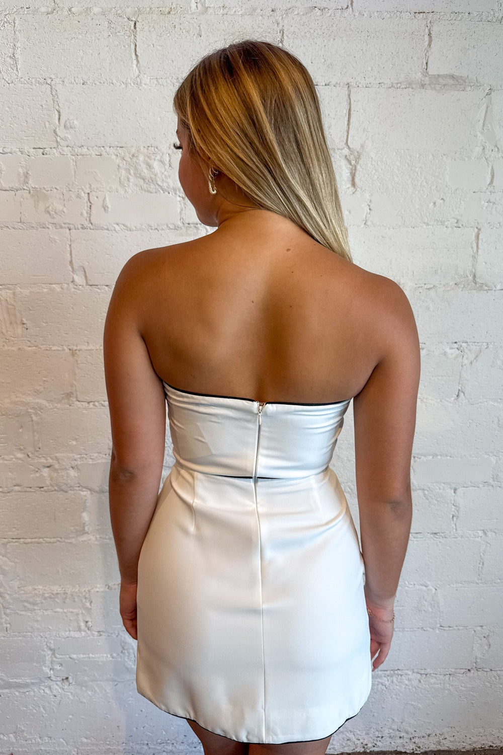 Curves Ahead Strapless Mini Dress, Mini Dress, White Dresses, Rush Dresses, Sorority Dresses, Summer Styles, Adeline Boutique, Dallas Boutique, Womens Clothing Boutique