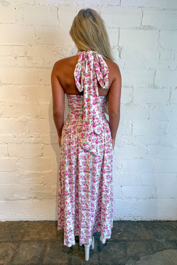 Deep Floral Halter Maxi Dress, Maxi Dress, Adeline Boutique, Floral Maxi Dress, Halter Maxi Dress, Dallas Boutique, Boutique Dresses