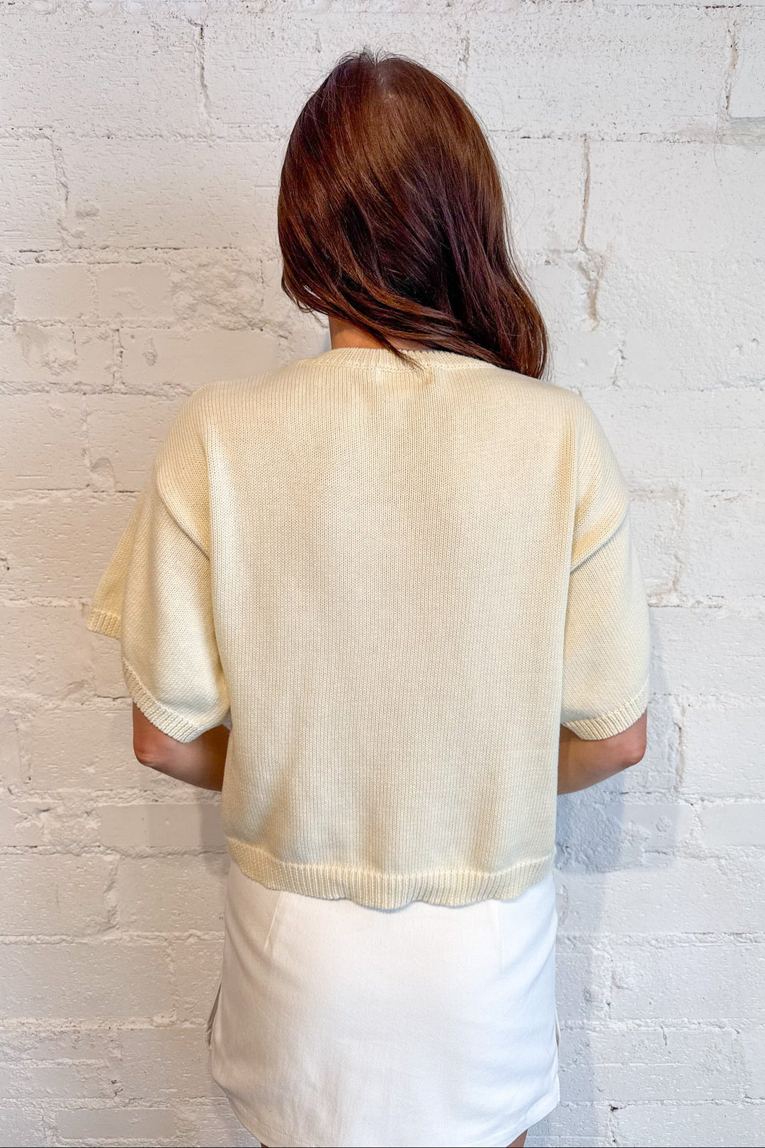 Delaney Sweater Top, Sweater Top, Spring Sweaters, Yellow Short Sleeve Sweater, Knit Tops, Adeline Boutique, Dallas Boutique, Boutique Styles