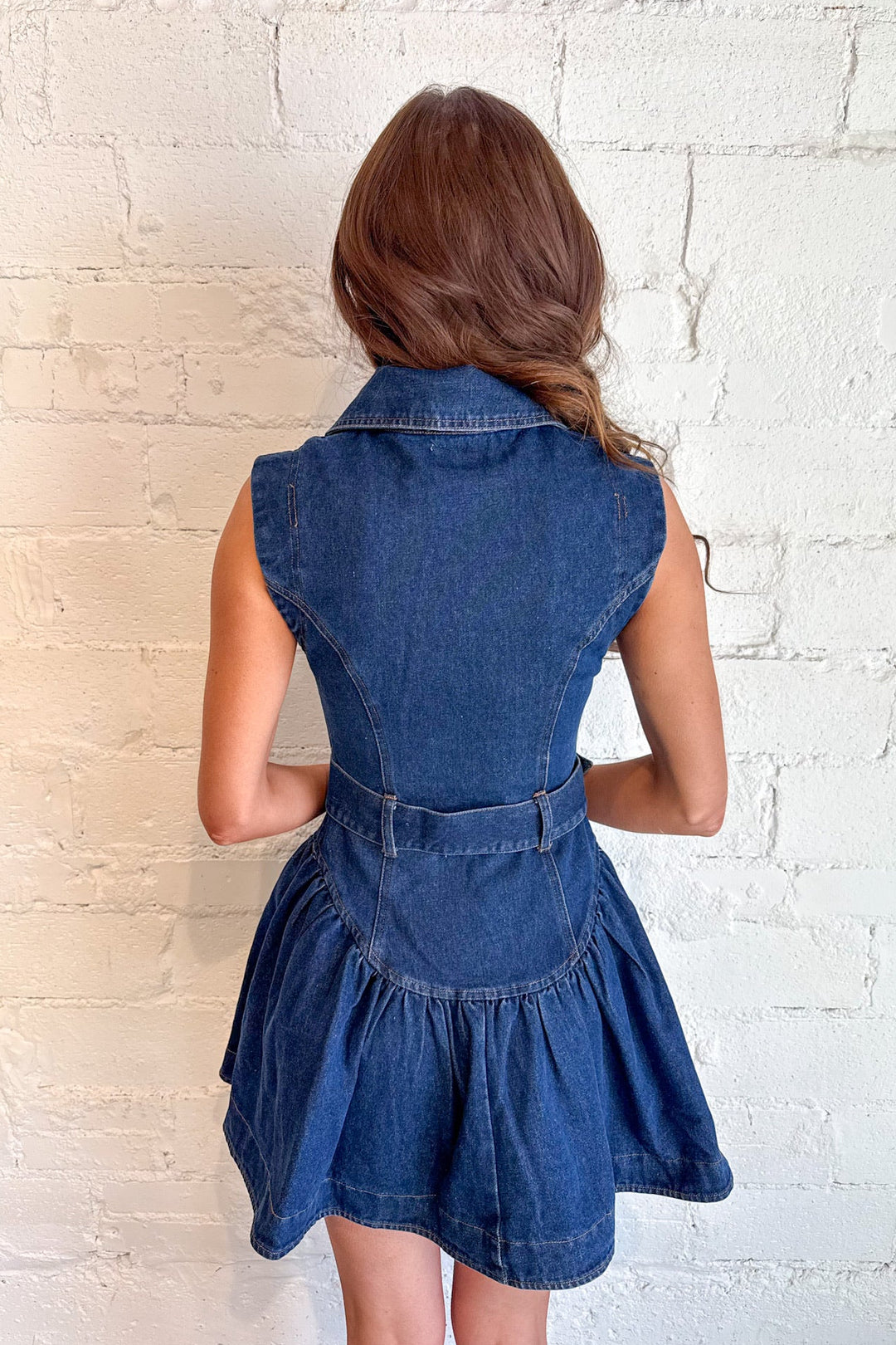 Denim Buckle Waist Mini Dress, Denim Dress, Women's Dresses, Adeline Boutique, Dallas Boutique, Country Concert Outfit, Rodeo Outfit