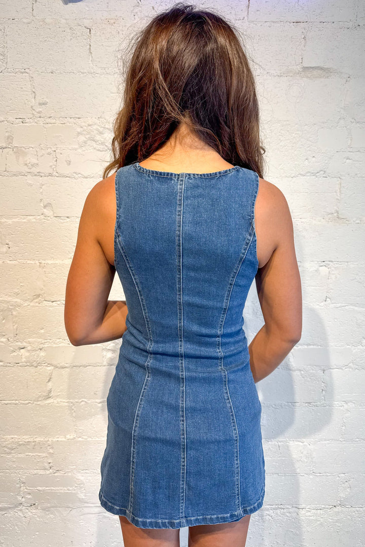 Denim Button Down Mini Dress, Denim Dress, Denim, Country Concert Outfit, Rodeo Outfit, Mini Dress, Spring and Summer Dresses, Style Inspo, Dallas Boutique, Adeline Boutique
