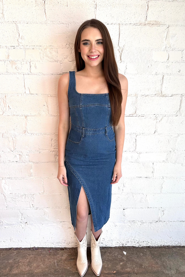Denim Midi Dress, Midi Dress, Denim, Rodeo Dress, Adeline Boutique, Dresses