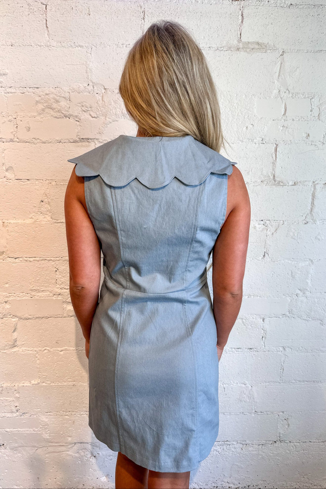 Denim Scallop Button Dress, Denim Dress, Dresses, Easter, Spring and Summer Styles, Adeline Boutique, Dallas Boutique 