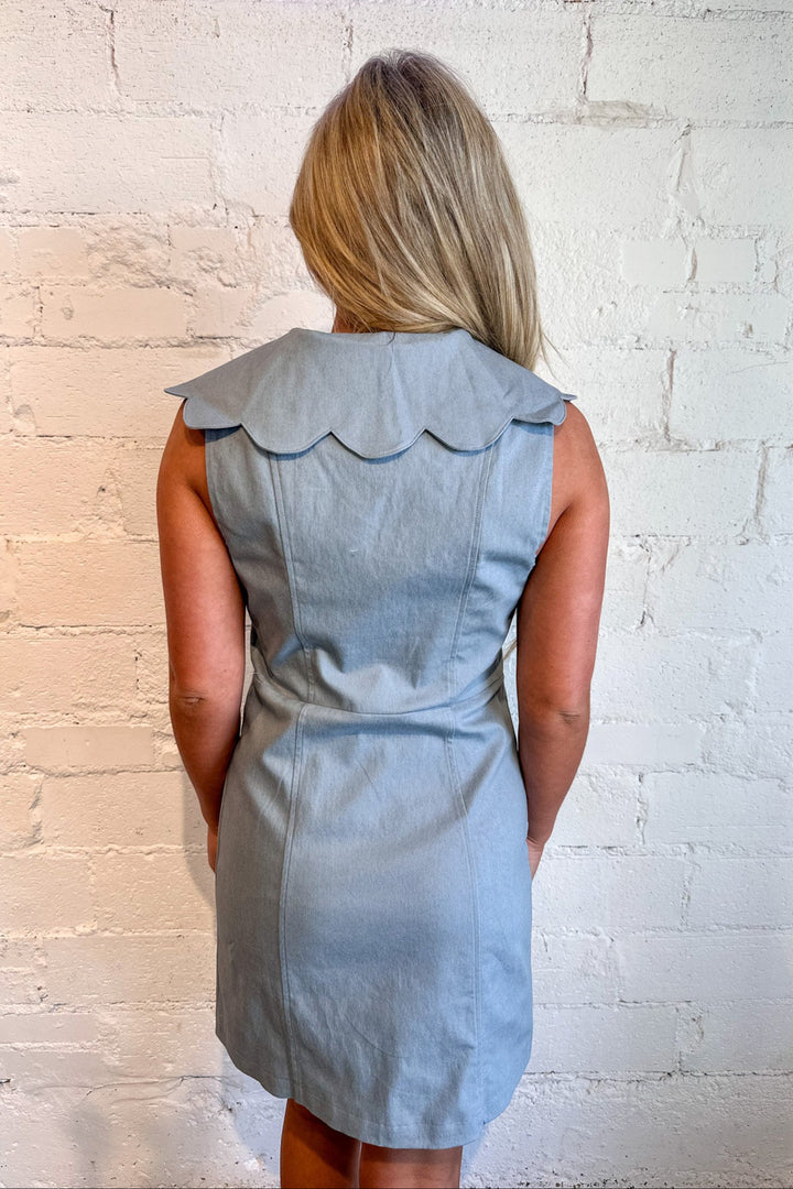 Denim Scallop Button Dress, Denim Dress, Dresses, Easter, Spring and Summer Styles, Adeline Boutique, Dallas Boutique 