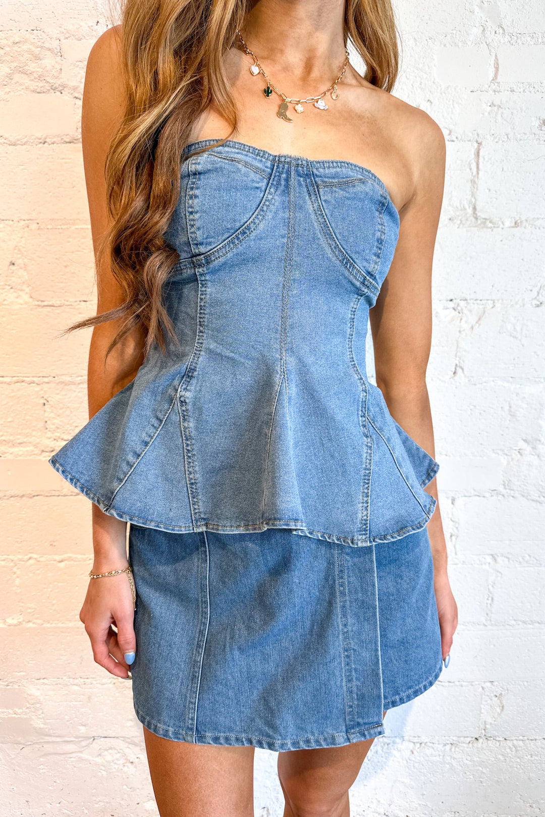 Edgewalk Denim Skort, Denim Set, Matching Set, Rodeo Outfit, Country Concert Outfit, Adeline Boutique, Dallas Boutique