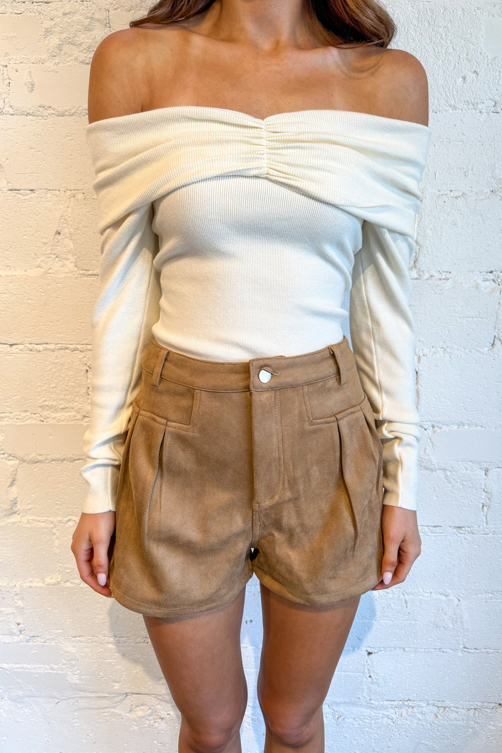 Elani Suede Fit & Flare Shorts, Shorts, Suede Shorts, Fall Styles, Adeline Boutique, Dallas Boutique, Game Day Styles