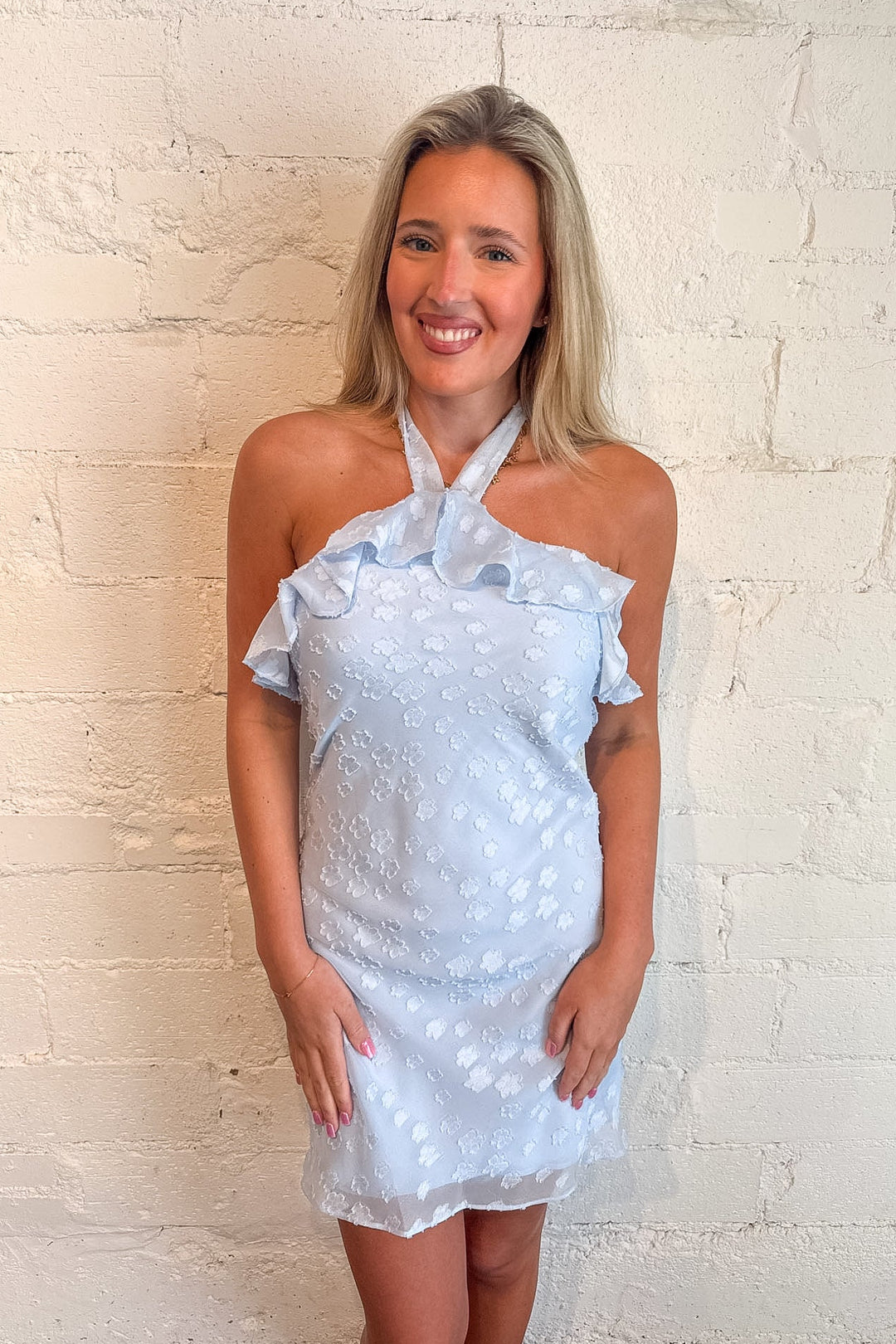 Elena Mini Dress, Mini Dress, Spring and Summer Dresses, Wedding Guest Dress, Sorority Rush Dress, Summer Styles, Adeline Boutique, Dallas Boutique, Blue Dress