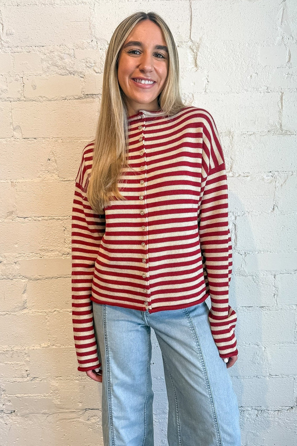 striped knit sweater