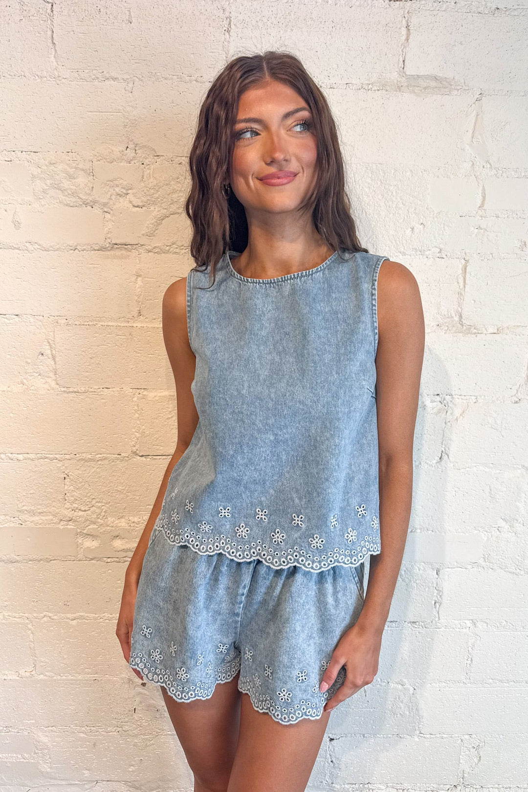 Embroidered Denim Shorts, Denim Shorts, Shorts, Sets, Matching Sets, Spring and Summer Styles, Adeline Boutique, Dallas Boutique, Bottoms, Denim Shorts