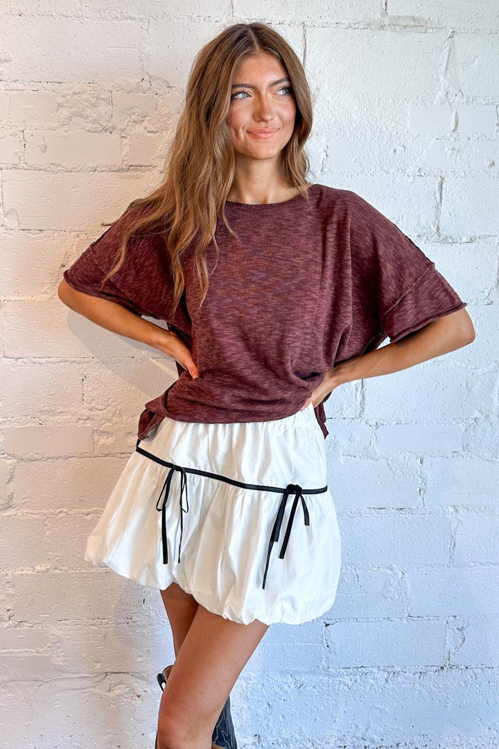 Emerson Balloon Mini Skirt, Purple, Ivory, Maroon, womens boutique, boutique