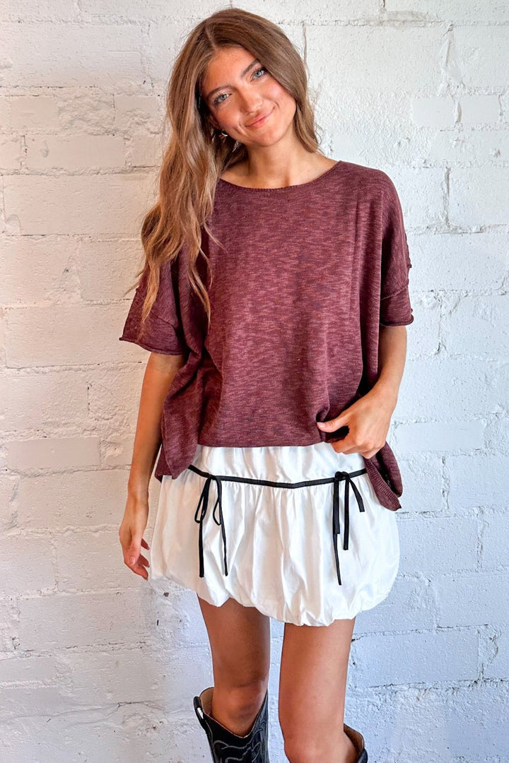Emerson Balloon Mini Skirt, Purple, Ivory, Maroon, womens boutique, boutique