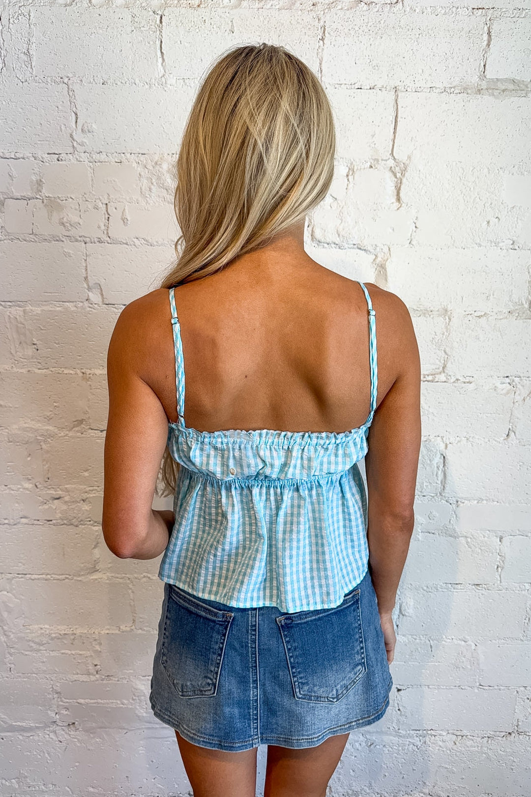 Emilie Peplum Cami Top, Gingham Top, Tank Tops, Spring and Summer Tops, Adeline Boutique, Dallas Boutique, Vacation Tops