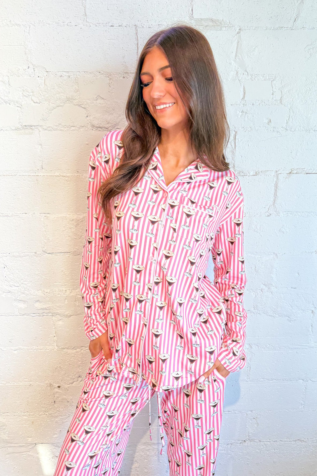 Espresso Martini PJ Top, Pajama Top, Espresso Pajamas, Pjs, Loungewear, Adeline Boutique, Dallas Boutique