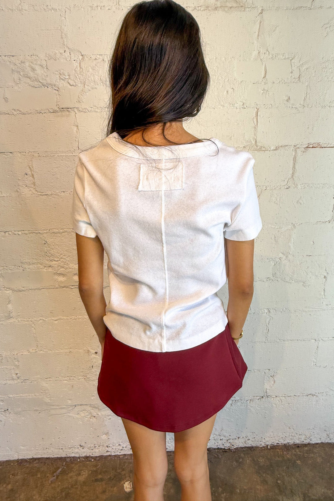 low rise skort, marron skort, red skort, essential low rise skort