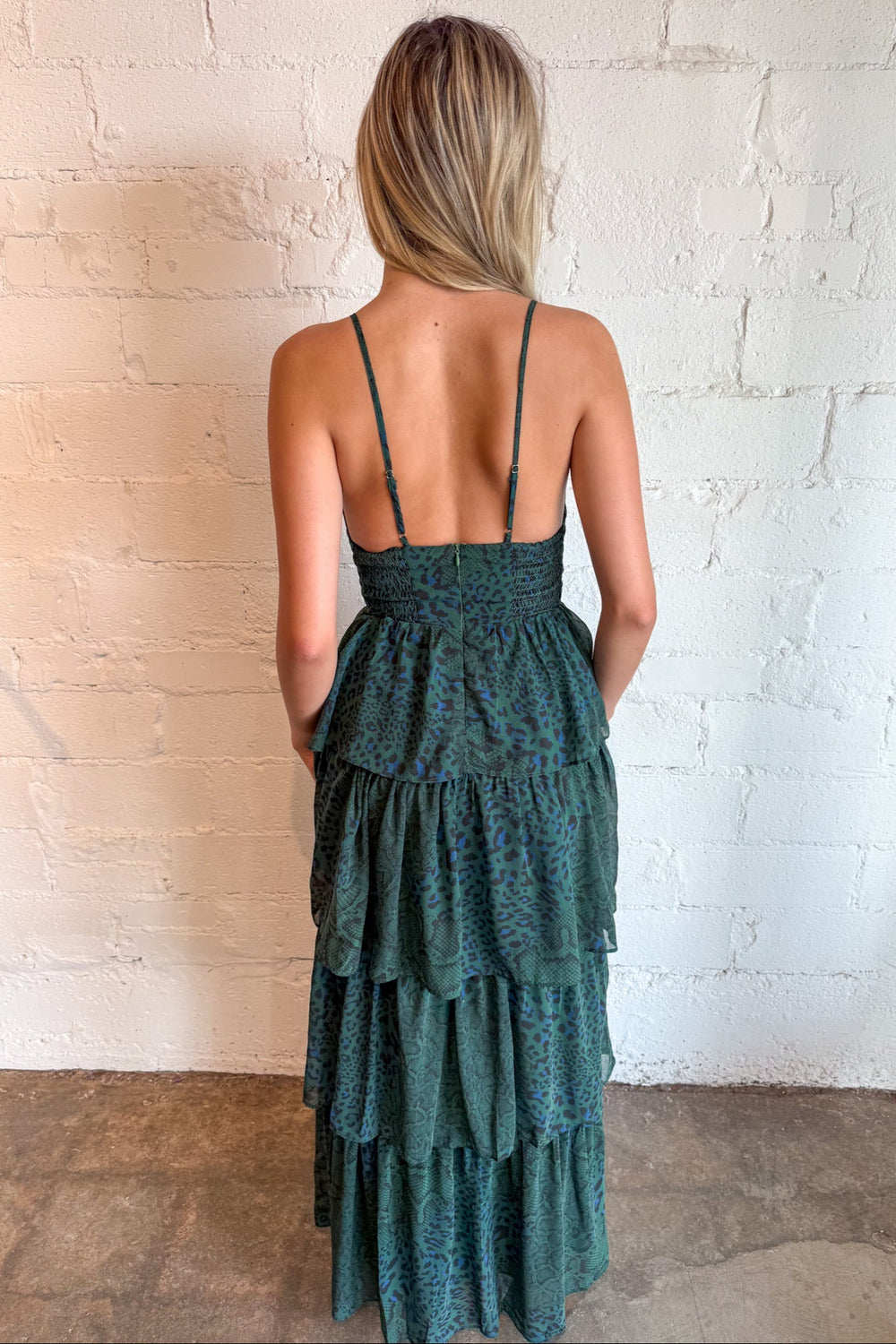 Evergreen Glow Dress, Maxi Dress, Adeline Boutique, Dallas Boutique, Boutique Dresses Formal Dress, Ruffle Dress
