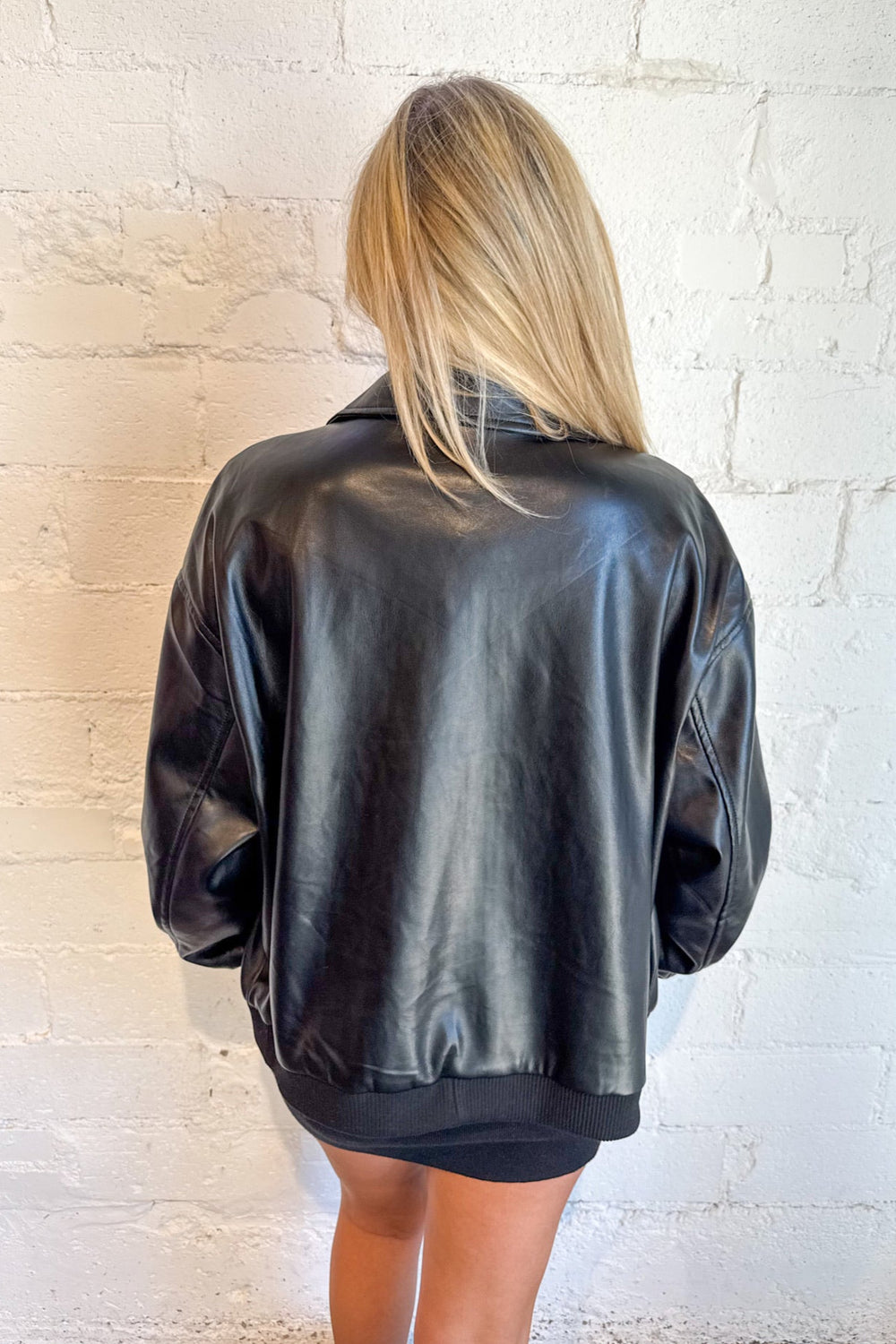 Faux Leather Oversized Bomber Jacket, Bomber Jacket, Leather Jacket, Leather Bomber Jacket, Oversized Jacket, Outerwear, Adeline Boutique, Fall and Winter Styles, Dallas Boutique, Womens Fashion Boutique